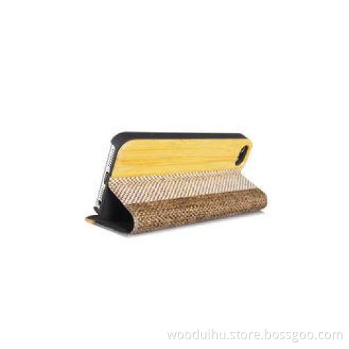 Eco-friendly Bamboo Leather Flip Phone Case , Stylish Fabri